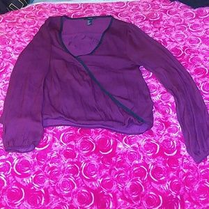 Forever 21 Burgundy Silky Dress Shirt sz S